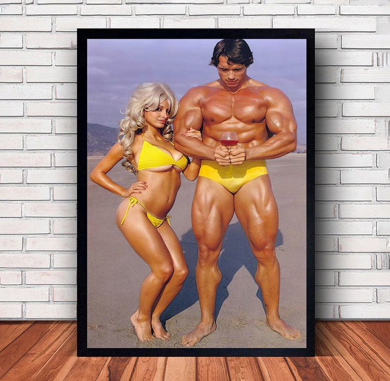 Pôster esportivo de Arnold Schwarzenegger em tela para decoração de parede de quarto familiar (opção com moldura) Style #8