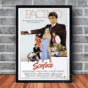 Al Pacino Scarface Movie Poster Canvas Wall Art Family Bedroom Decor Frame Option Available