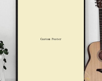 May include: A black framed poster with a cream background and the text "Custom Poster" in black font.