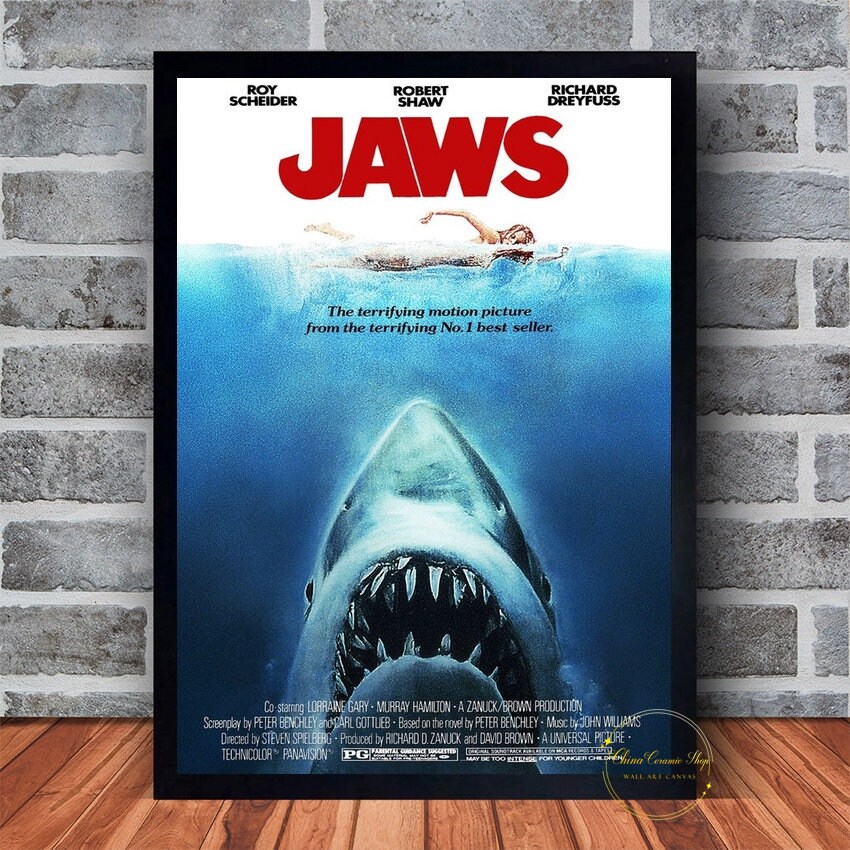 Discover Jaws Movie Poster Canvas Wall Art Family Bedroom Decor  Option Available