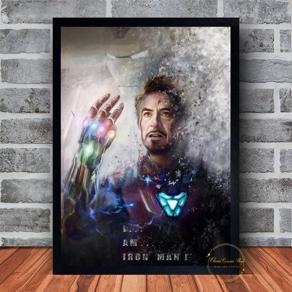 Iron Man Avengers Endgame Movie Poster Canvas Wall Art Family Bedroom Decor Frame Option Available