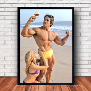 Pôster esportivo de Arnold Schwarzenegger em tela para decoração de parede de quarto familiar (opção com moldura) Style #6