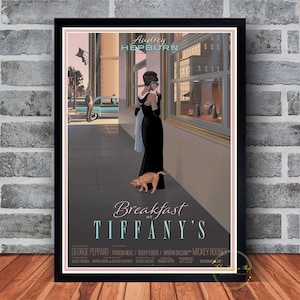 Breakfast At Tiffany&#39;s Movie Poster Canvas Wall Art Family Bedroom Decor Frame Option Available