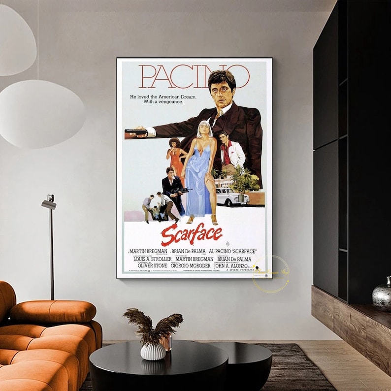 Al Pacino Scarface Movie Poster Canvas Wall Art Family Bedroom Decor