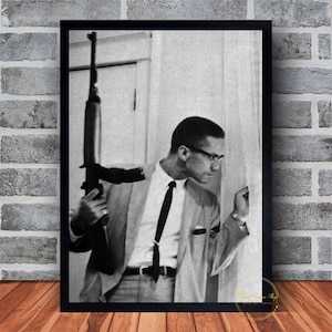Poster di Malcolm X su tela, decorazione da parete per la camera da letto della famiglia, disponibile con cornice.