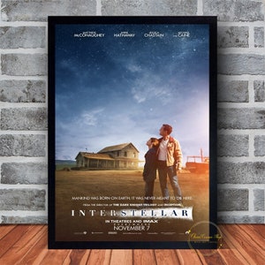 Interstellar Movie Poster Canvas Wall Art Family Bedroom Decor Frame Option Available