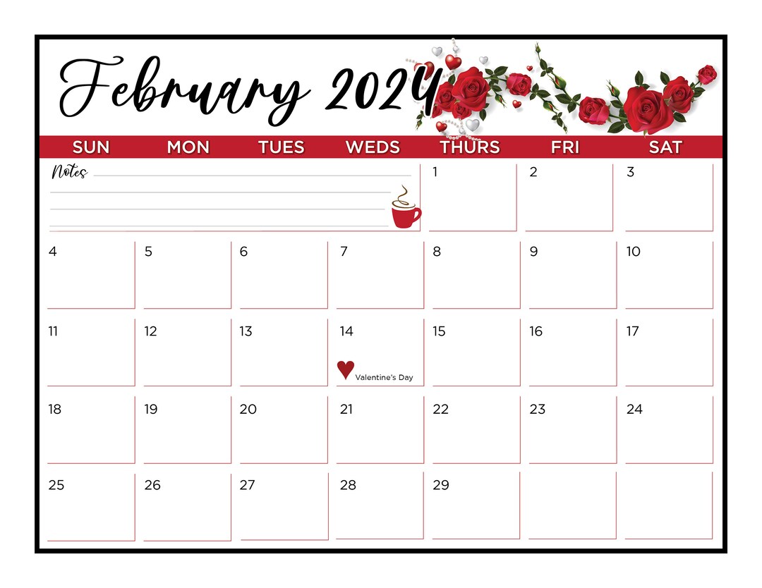 February 2024 Digital Calendar Download - Etsy