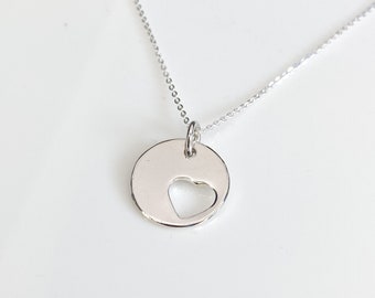 Cut-out heart sterling silver necklace