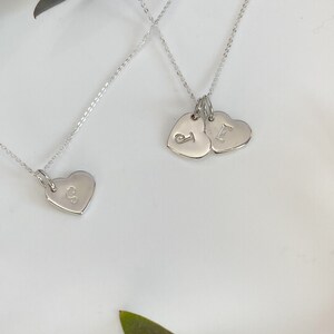 Personalised heart initial necklace sterling silver, handmade Valentine’s gift for her, present for wife, girlfriend, gift for mum