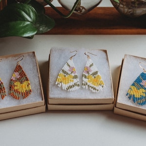 Floral Earrings | Artist Choice of Colors |Anishinaabe Native Made | Earrings | Handmade Earrings | Beaded Earrings | Authentic Native