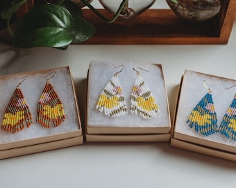 Floral Earrings | Artist Choice of Colors |Anishinaabe Native Made | Earrings | Handmade Earrings | Beaded Earrings | Authentic Native