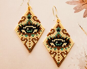 Mystic Eyes Drop Earrings | Authentic Indigenous Native Made | Handmade Earrings | Beaded Earrings | Gift | Trending