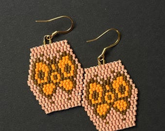 Native American Beaded Butterfly Earrings | Orange Retro Design