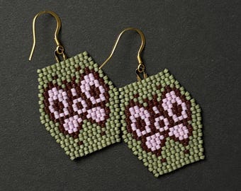 Native American Beaded Butterfly Earrings | Green Retro Design