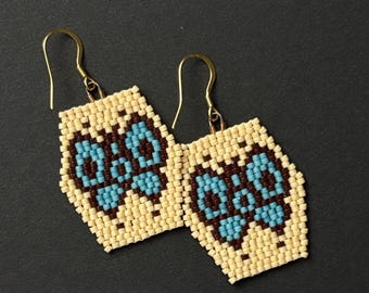 Native American Beaded Butterfly Earrings | Blue Retro Design
