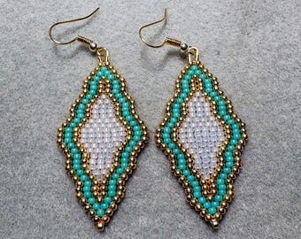 Pendant Earrings in Seafoam Blue | Native Made | Handmade Earrings | Beaded Earrings | Gift | Trending