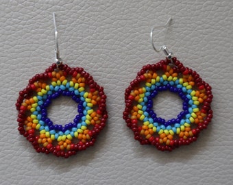 Inner Circle Earrings | Anishinaabe Native Made | Handmade Earrings | Handwoven Beaded Earrings