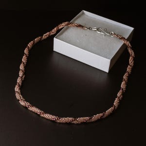 NEW | Brown and Copper Lined Spiral Rope Beaded Necklace | Ode&#39;imin And Sage | Handmade | GIFT | Handwoven | Trending | OSFM | Native Made