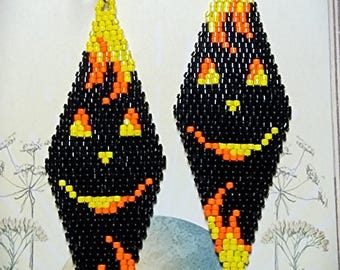 LARGE Spooky Pendant Earrings | Authentic Native American Made | Handmade Earrings | Beaded Earrings | Gift | Trending