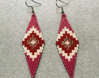 Native Made Beaded Pendant Earrings | Mulberry Mist Design