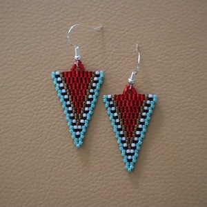 Red Inside Beaded Arrows | Anishinaabe Native Made | Ode&#39;imin and Sage Earrings | Handmade Earrings | Handwoven Beaded Earrings | Authentic