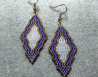 Pendant Earrings in Periwinkle | Native Made | Handmade Earrings | Beaded Earrings | Gift | Trending