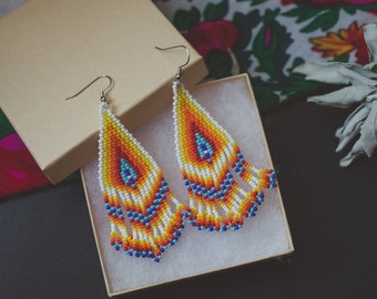 Nimaamaa's Earrings | Anishinaabe Native Made | Earrings | Handmade Earrings | Handwoven Beaded Earrings