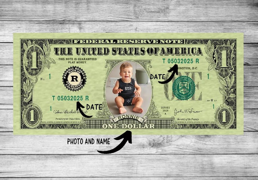 Custom Play Money Example Custom 1 Dollar Bill, Custom Play Money, Custom Money, Birthday Money ...