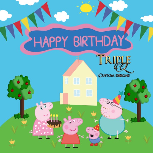 Peppa Pig Birthday Backdrop, Custom Peppa Pig Birthday Background, Peppa Pig Poster, Peppa Pig Party Decoration, Peppa Pig Birthday