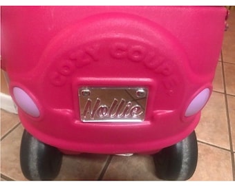 Placa de matrícula personalizada Cozy Coupe Mirrored Laser Cut