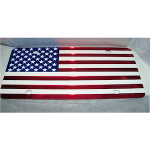 American Flag Mirror Laser Cut License Plate New! Red, Blue & White!