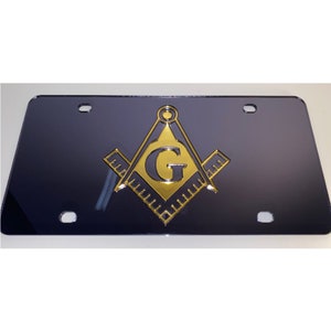 Masonic Mirror Laser Cut License Plate Color's Smoke/Yellow NEW!! Any Color Available!!!