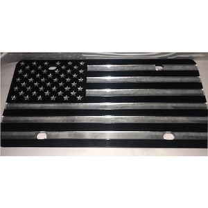 American Flag Black & Silver Acrylic Laser Cut License Plate New!