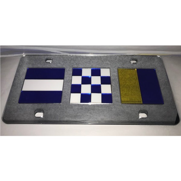 Nautical Flags, Maritime Flags, Yacht, Boat Laser Cut Mirror License Plate