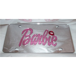 Para Barbie Girl matrícula plata / rosa / rojo marca nuevo !!