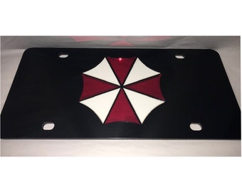 Op Umbrella Corporation geïnspireerde lasergesneden nummerplaat zwart, rood, wit NIEUW!!
