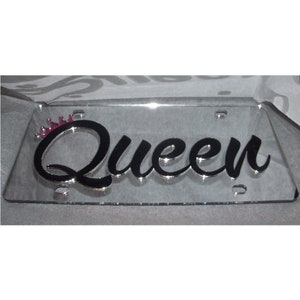 Queen Mirror Laser Cut License Plate NEW!!