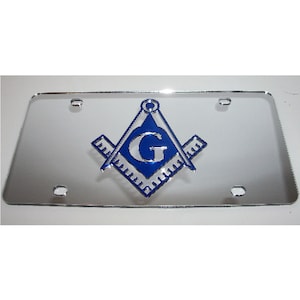 Masonic Mirror Laser Cut License Plate Color's Silver/Blue NEW!! Any Color Available!!!