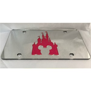 Princess Castle with Sparkle and Acrylic Mirror Laser Cut License Plate NEW!!