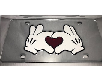 Hands with Heart Acrylic Mirror Laser License Plate NEW!!