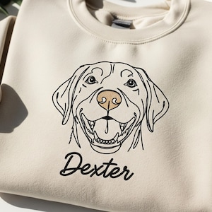 Pet Embroidered Sweatshirt Using Photo, Custom Dog Sweater, Embroidered Cat Crewneck gift for Pet Owner, Dog mom Gift for Cat Lover