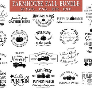 Farmhouse Fall SVG Bundle, Rustic Fall svg, Pumpkin svg, Fall svg, Autumn svg, Fall Decor svg,  Happy Fall svg, SVG Files Cricut Sublimation