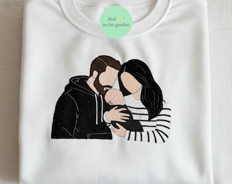 Camiseta personalizada com foto para o pai, camiseta bordada com retrato de família, presente para marido ou pai, presente de Dia dos Pais ou aniversário para ele.