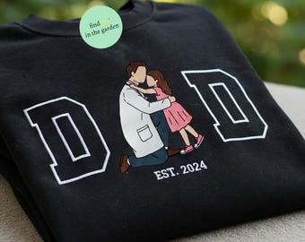 Camiseta personalizada com foto para o pai, camiseta com retrato bordado, presente para marido ou pai, presente de Dia dos Pais ou aniversário para ele.