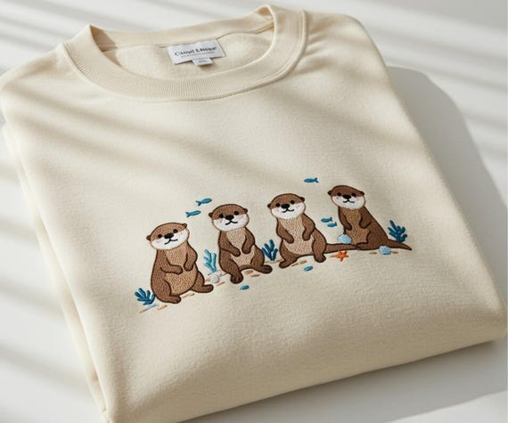 Otters EMBROIDERED Sweatshirt, Otter Mom Sweatshirt, Sea Otter Sweater, Otter Lover Gift, Otter Shirt, Cute Sweater, Animal Sweater