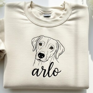 Pet Embroidered Sweatshirt Using Photo, Custom Dog Sweater, Embroidered Cat Crewneck gift for Pet Owner, Dog mom Gift for Cat Lover
