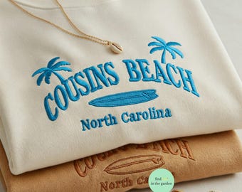 Geborduurd strandshirt neef, familievakantie shirt, aangepaste bijpassende ronde hals, neef trip T-shirt, zomer strand reis borduursel voor haar