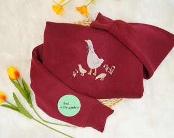 Entenmutter gesticktes Sweatshirt, Entenmutterstag gestickter Pullover, Entenpullover für Mutter, Frau, Oma