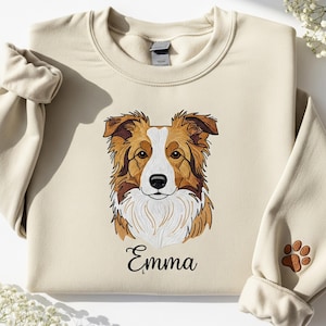 Pet Embroidered Sweatshirt Using Photo, Custom Dog Sweater, Embroidered Cat Crewneck gift for Pet Owner, Dog mom Gift for Cat Lover