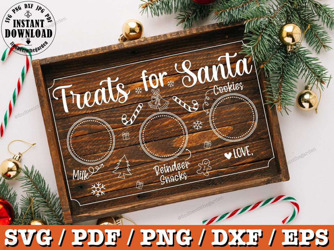 Treats for Santa Tray Svg Dear Santa Svg Milk and Cookies Svg Christmas